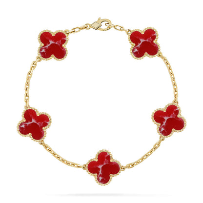 [Love's Uplift]CLOVER 5 MOTIF RED PATTERN BRACELET COLLECTION