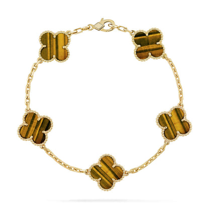 [Love's Uplift] CLOVER 5 MOTIFS TIGER EYE BRACELET COLLECTION