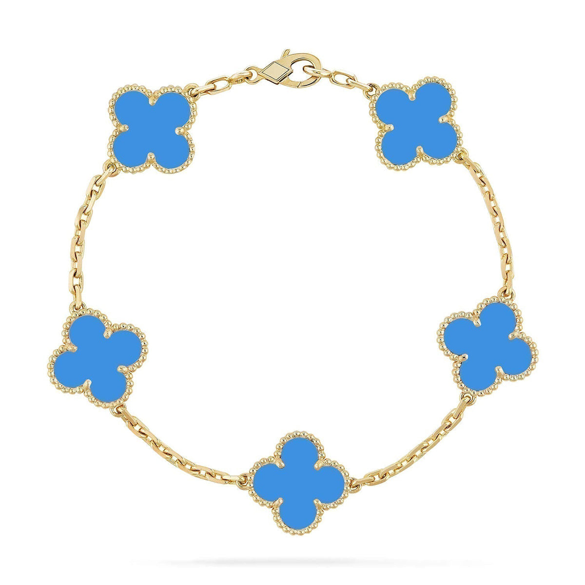 [Love's Uplift] CLOVER 5 MOTIF BLUE AGATE BRACELET COLLECTION