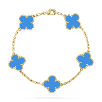 [Love's Uplift] CLOVER 5 MOTIF BLUE AGATE BRACELET COLLECTION