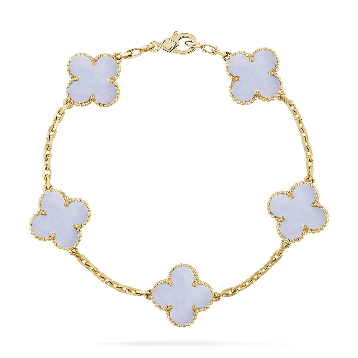 [Love's Uplift] CLOVER 5 MOTIF PURPLE CHALCEDONY BRACELET COLLECTION