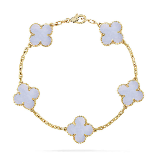 [Love's Uplift] CLOVER 5 MOTIF PURPLE CHALCEDONY BRACELET COLLECTION