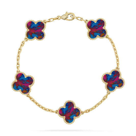 [Love's Uplift]CLOVER 5 MOTIF COLOR GEMSTONES BRACELET COLLECTION