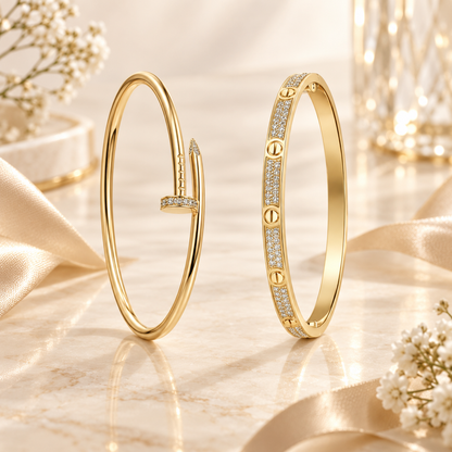[Love's Uplift] JUSTE Diamond & LOVE Diamond-Paved Bracelet Stack Set