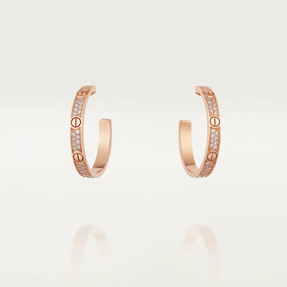 [Love's Uplift]LOVE DIAMOND PINK GOLD HOOP EARRINGS