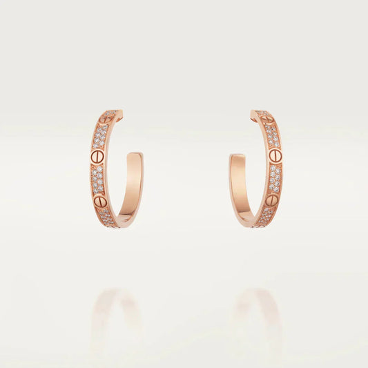 [Love's Uplift]LOVE DIAMOND PINK GOLD HOOP EARRINGS