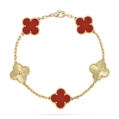 [Love's Uplift]Clover & Love Diamond-Paved Radiant Line 2-Piece Bracelet Stack Set
