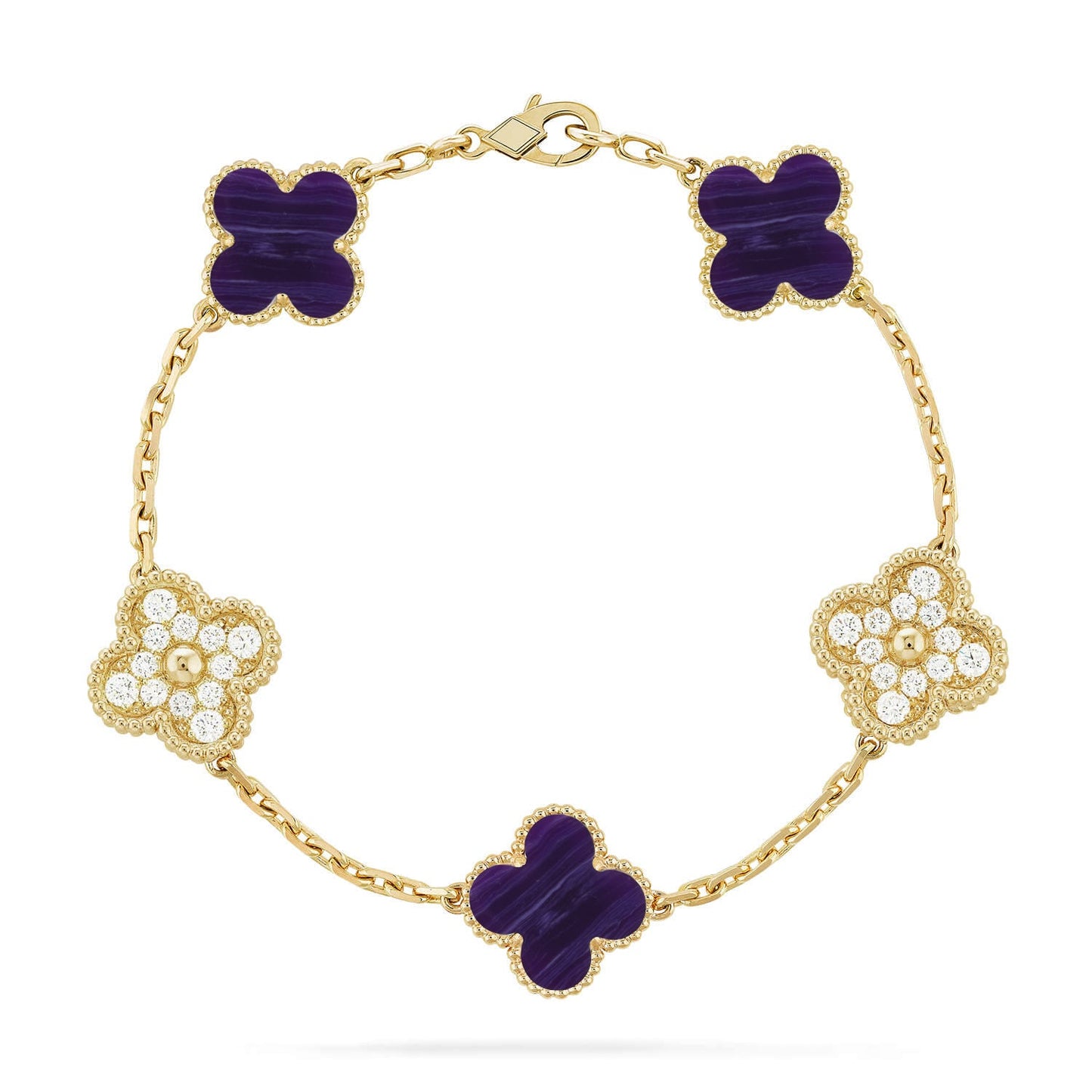 [Love's Uplift]CLOVER 5 MOTIF PURPLE STRIPES BRACELET COLLECTION