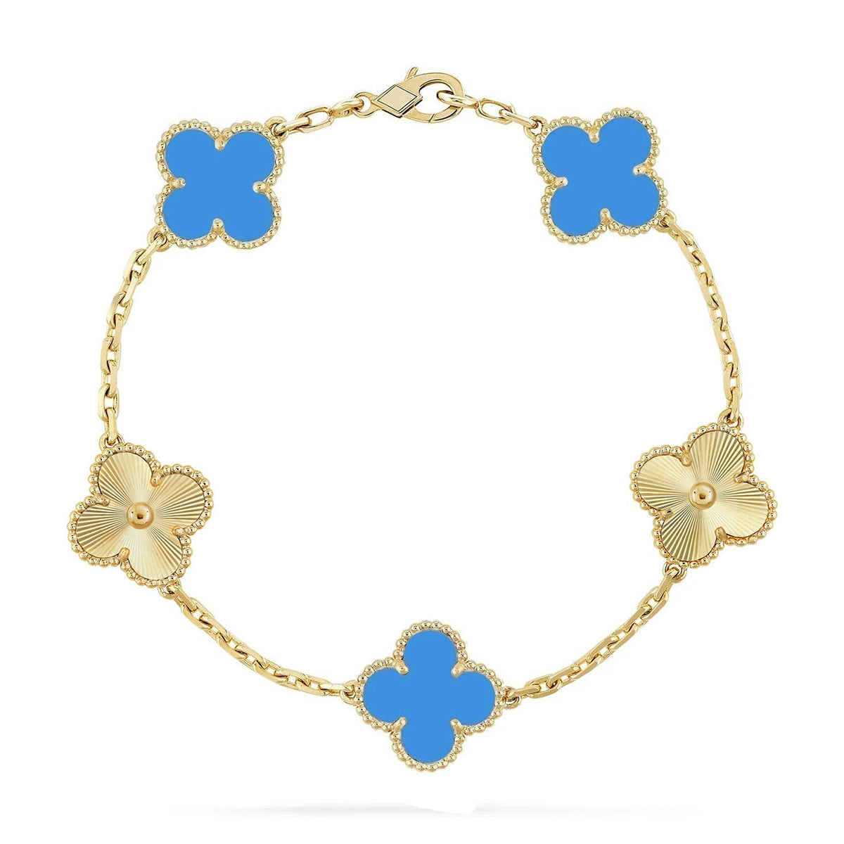 [Love's Uplift] CLOVER 5 MOTIF BLUE AGATE BRACELET COLLECTION