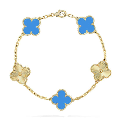 [Love's Uplift] CLOVER 5 MOTIF BLUE AGATE BRACELET COLLECTION