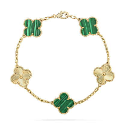 [Love's Uplift] CLOVER 5 MOTIF MALACHITE BRACELET COLLECTION