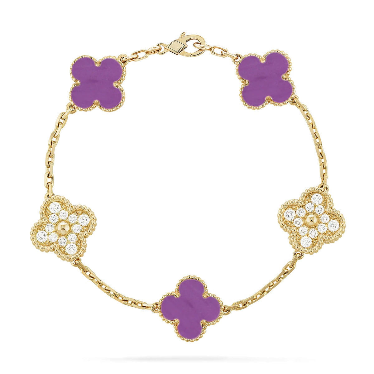 [Love's Uplift] CLOVER 5 MOTIF VIOLET BRACELET COLLECTION
