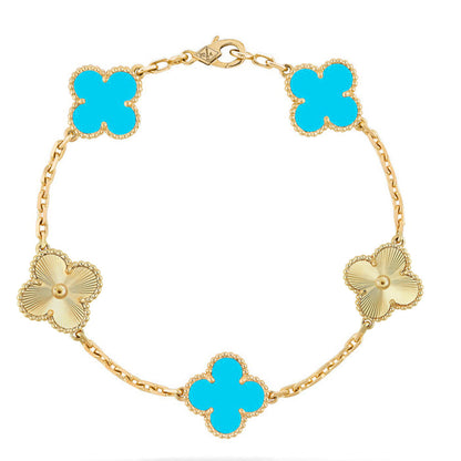 [Love's Uplift] CLOVER 5 MOTIF TURQUOISE BRACELET COLLECTION