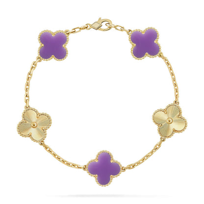 [Love's Uplift]CLOVER 5 MOTIF LIGHT PURPLE BRACELET COLLECTION