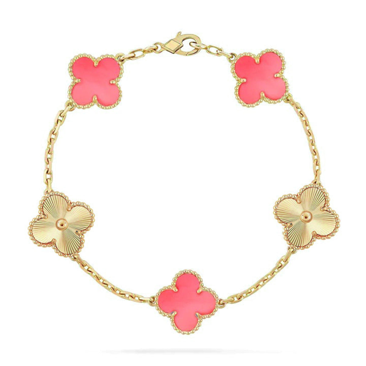 [Love's Uplift] CLOVER 5 MOTIFS  PINK MOP BRACELET COLLECTION