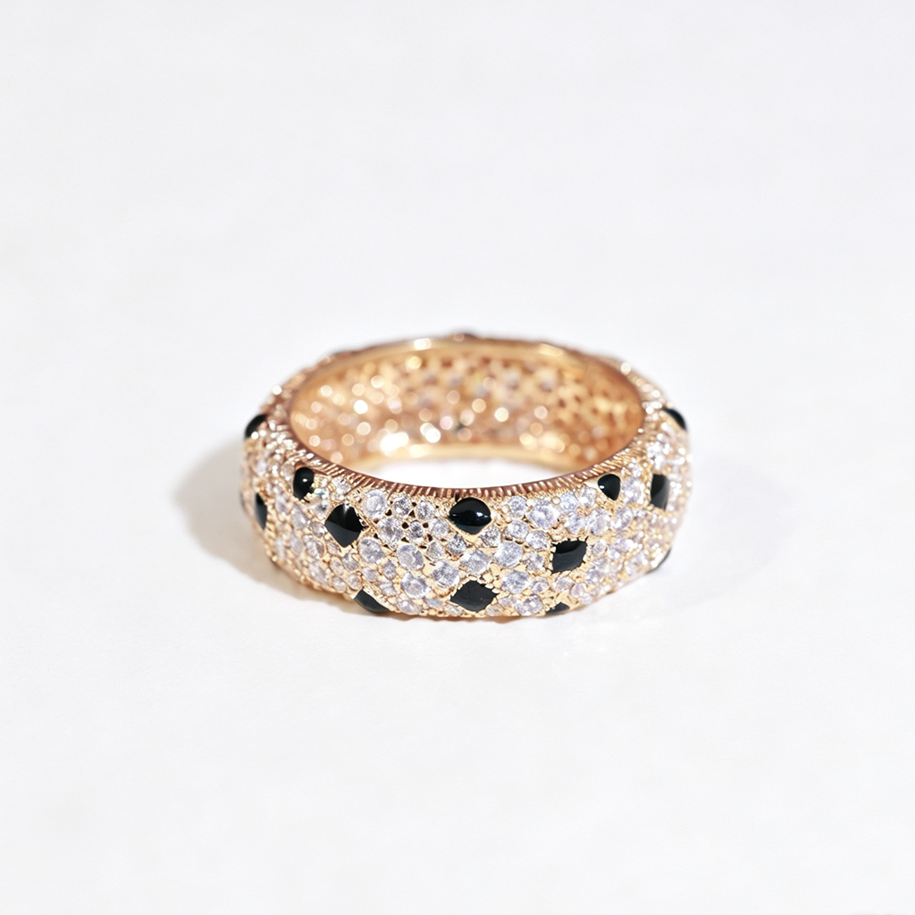 [Love's Uplift]PANTHERE SPOTTED FULL DIAMOND RING