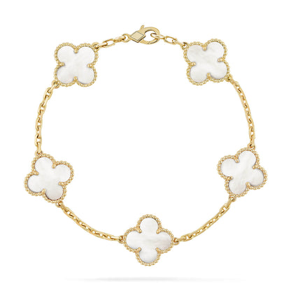 [Love's Uplift]CLOVER  5 MOTIF WHITE MOP BRACELET