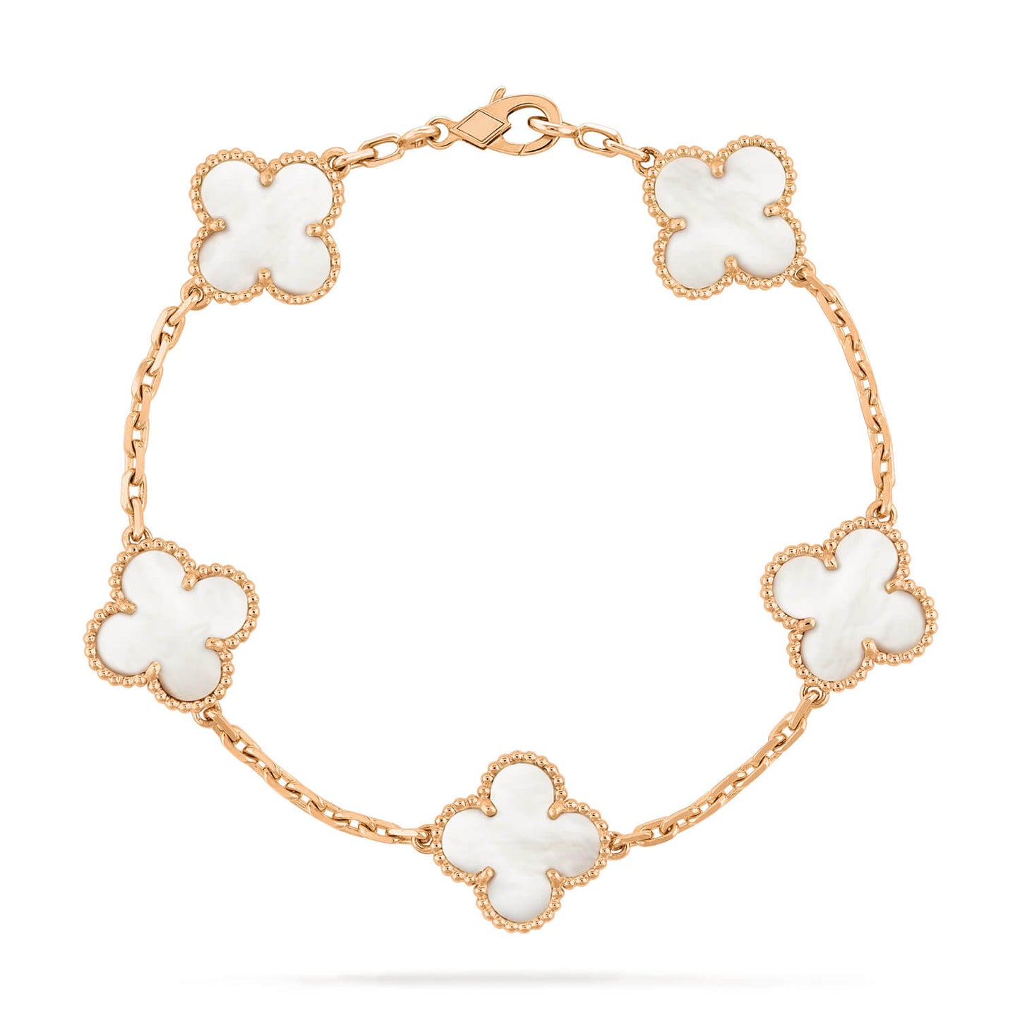 [Love's Uplift]CLOVER  5 MOTIF WHITE MOP BRACELET