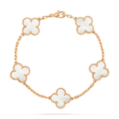 [Love's Uplift]CLOVER  5 MOTIF WHITE MOP BRACELET