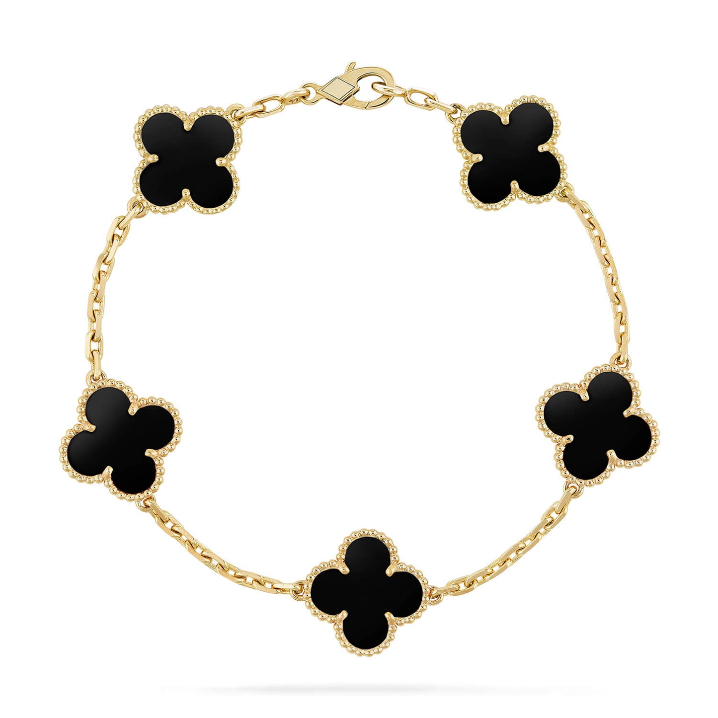 [Love's Uplift]CLOVER  5 MOTIFS BLACK ONYX BRACELET