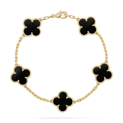 [Love's Uplift]CLOVER  5 MOTIFS BLACK ONYX BRACELET