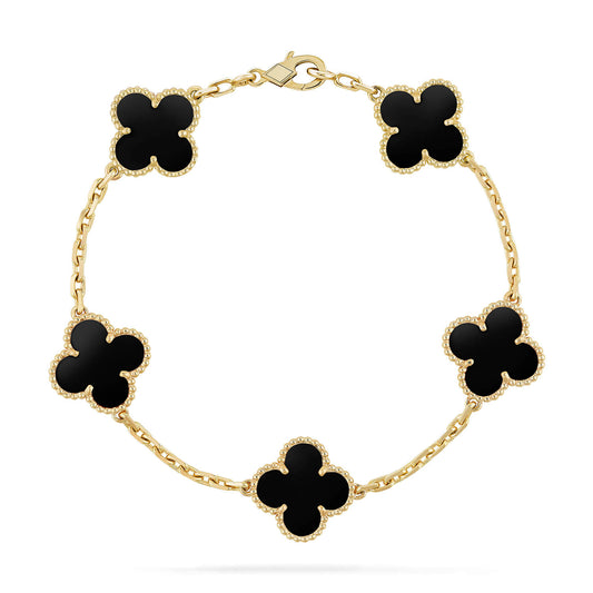 [Love's Uplift]CLOVER  5 MOTIFS BLACK ONYX BRACELET