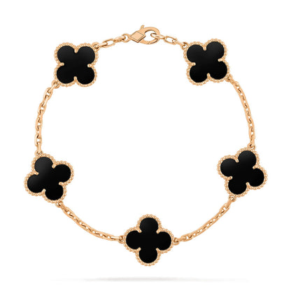 [Love's Uplift]CLOVER  5 MOTIFS BLACK ONYX BRACELET