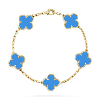 [Love's Uplift]CLOVER 5 MOTIFS BLUE AGATE BRACELET