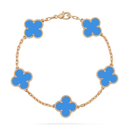 [Love's Uplift]CLOVER 5 MOTIFS BLUE AGATE BRACELET