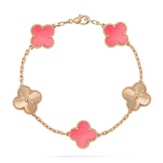 [Love's Uplift]CLOVER BRACELET 5 MOTIF PINK AND PINK GOLD