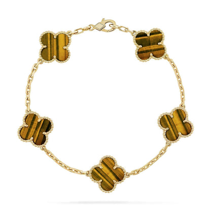 [Love's Uplift]CLOVER  5 MOTIFS TIGER EYE BRACELET