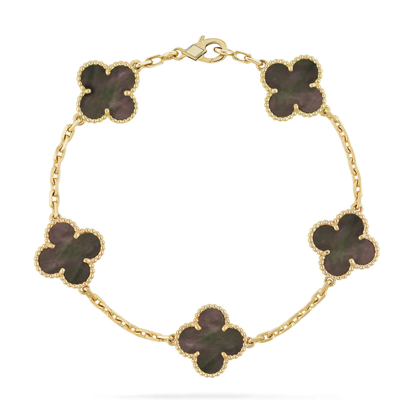 [Love's Uplift]CLOVER 5 MOTIF GRAY MOP  BRACELET