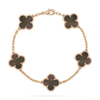 [Love's Uplift]CLOVER 5 MOTIF GRAY MOP  BRACELET