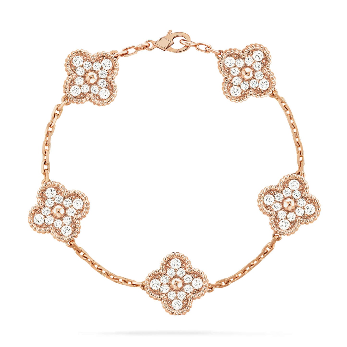 [Love's Uplift]CLOVER 5 MOTIFS  FULL DIAMOND BRACELET