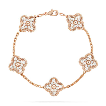 [Love's Uplift]CLOVER 5 MOTIFS  FULL DIAMOND BRACELET