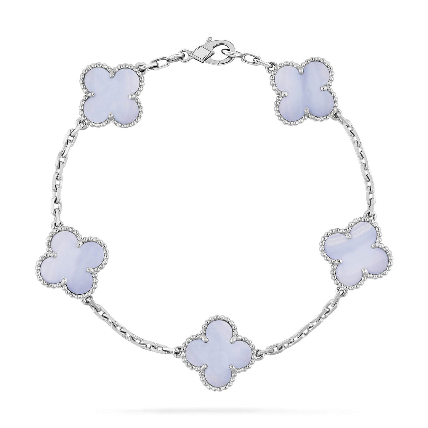 [Love's Uplift]CLOVER  5 MOTIF PURPLE CHALCEDONY BRACELET SILVER