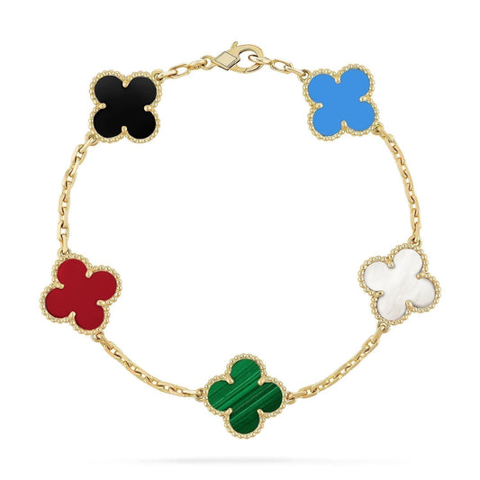 [Love's Uplift]CLOVER 5 MOTIFS MULTICOLOR  BRACELET