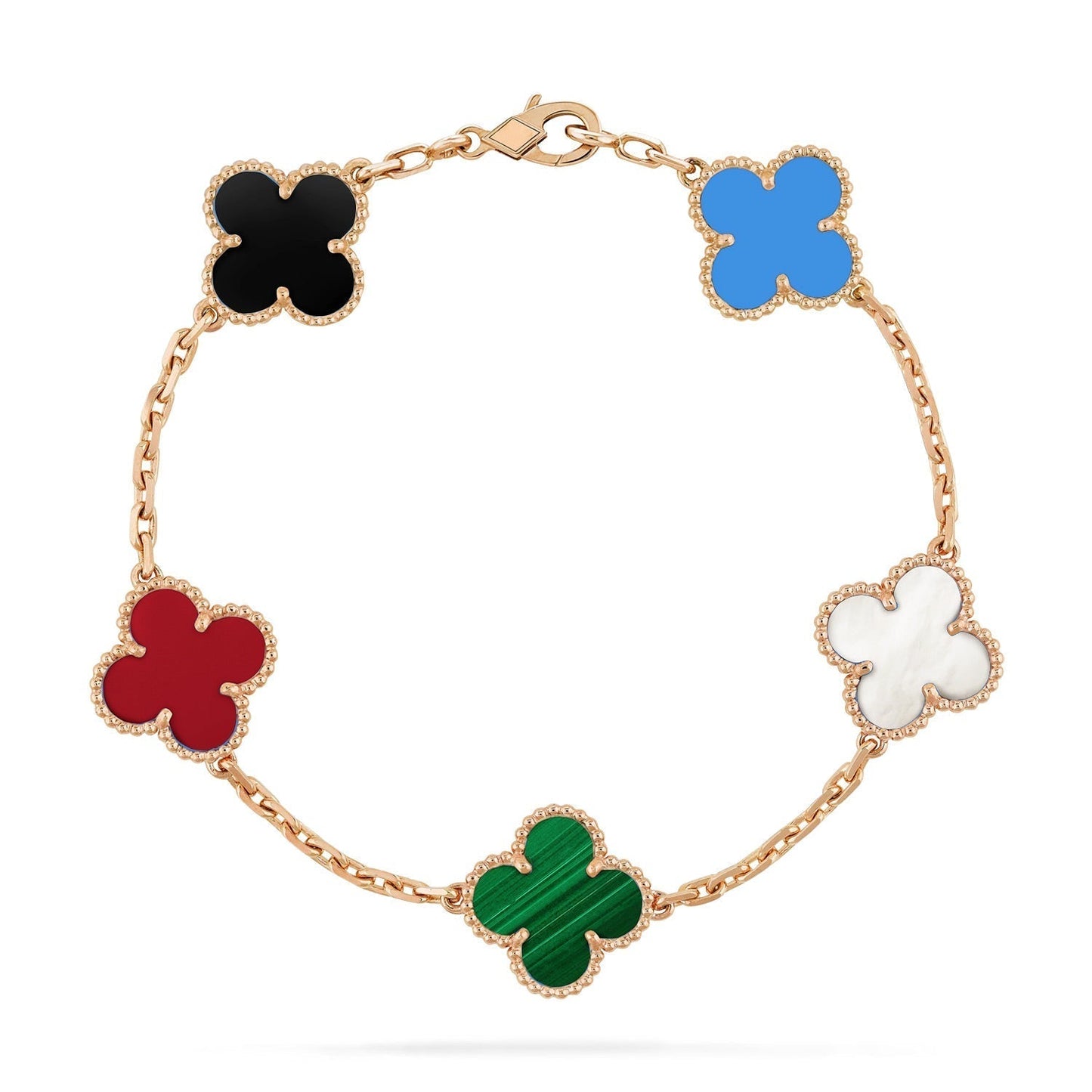 [Love's Uplift]CLOVER 5 MOTIFS MULTICOLOR BRACELET