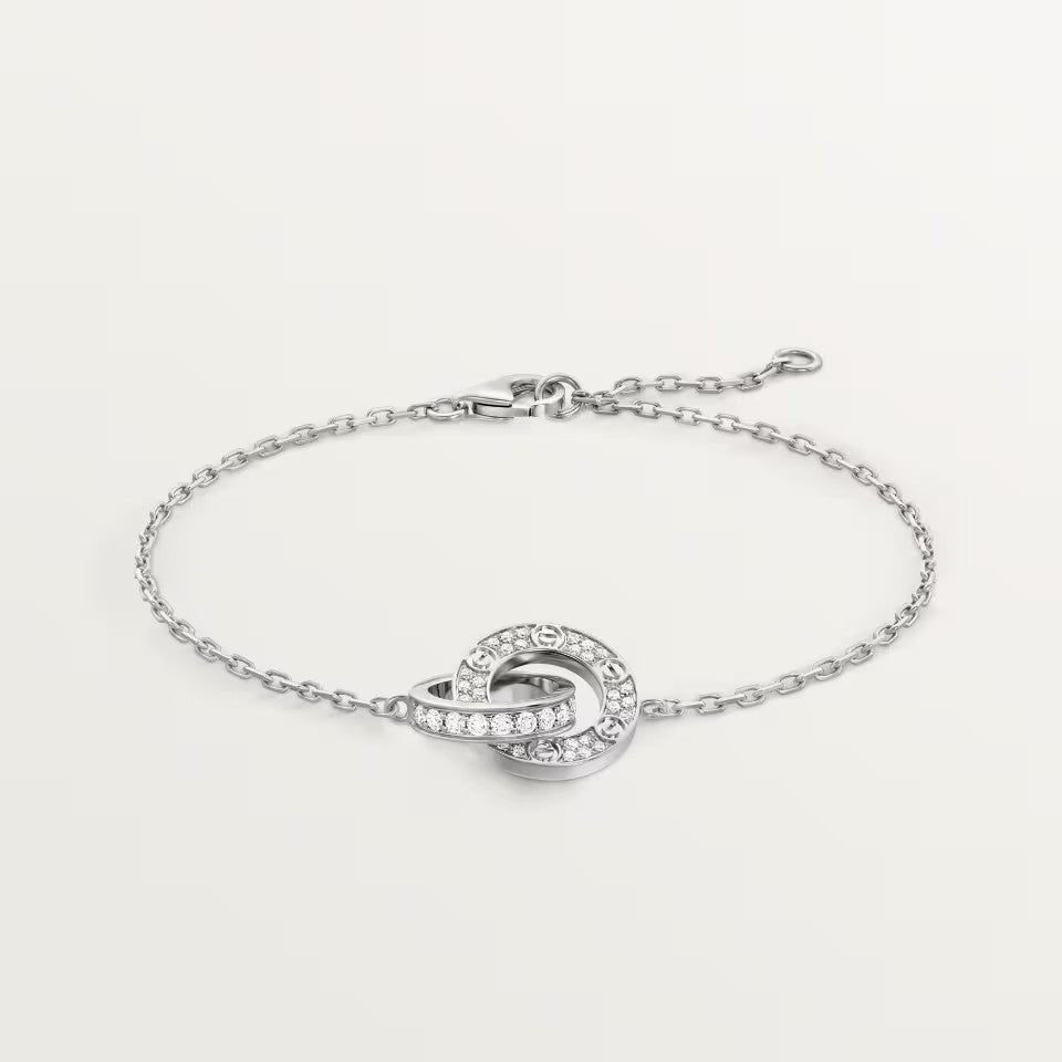 [Love's Uplift]LOVE DOUBLE RING FULL DIAMOND BRACELET