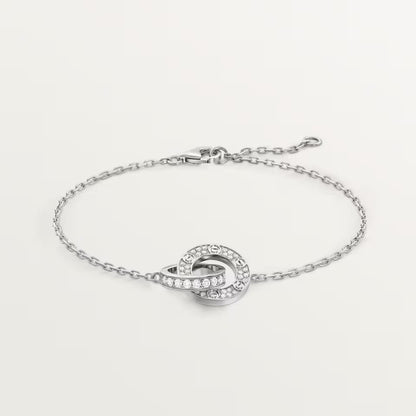 [Love's Uplift]LOVE DOUBLE RING FULL DIAMOND BRACELET