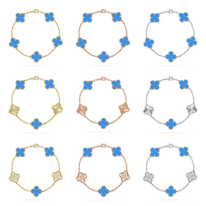 [Love's Uplift] CLOVER 5 MOTIF BLUE AGATE BRACELET COLLECTION