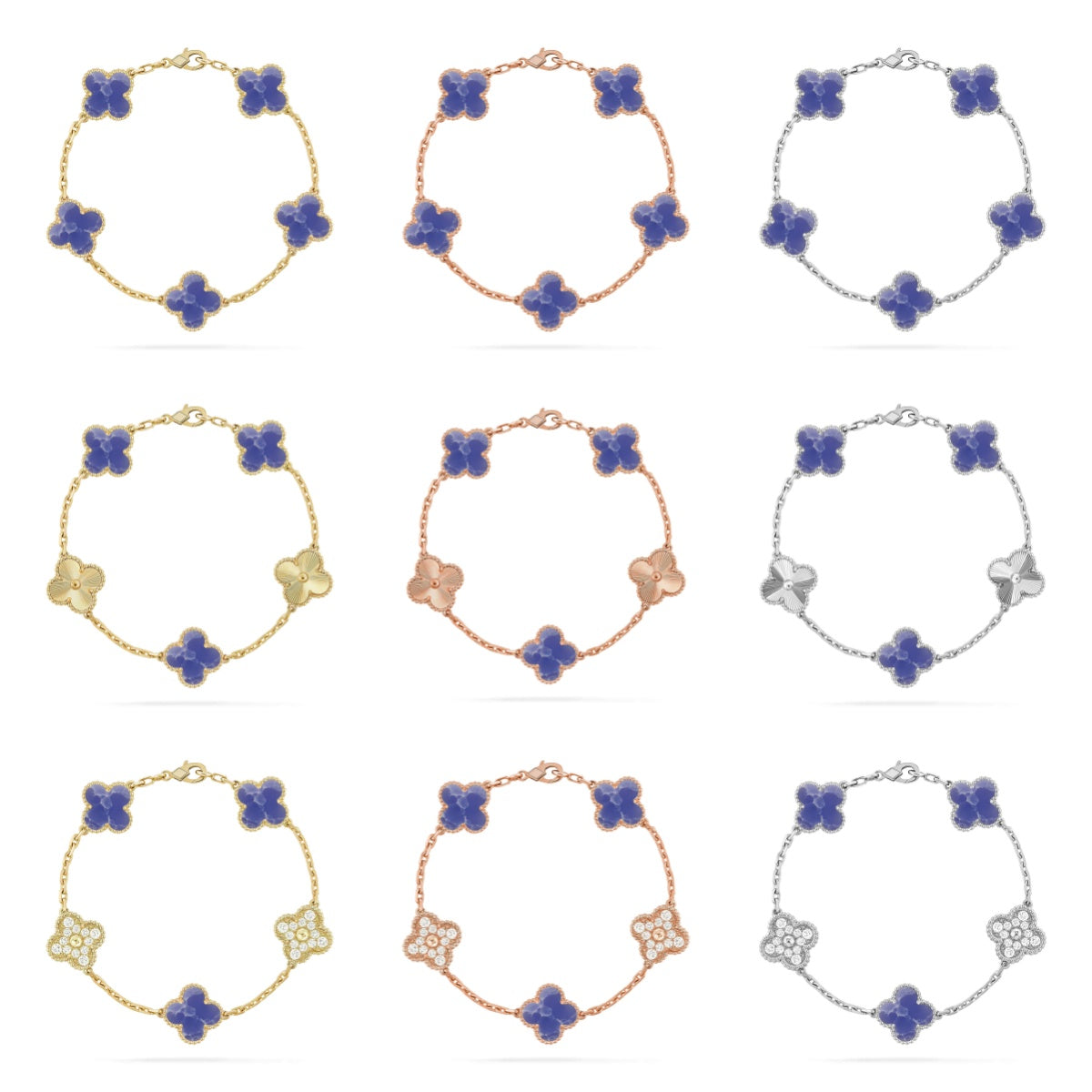 [Love's Uplift]CLOVER 5 MOTIF BLUE VEINS BRACELET COLLECTION