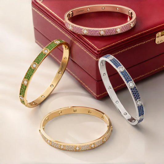 [Love's Uplift]2026 PAVE GEMSTONE LOVE BRACELET 6.1MM 10 DIAMONDS