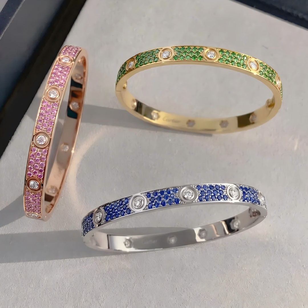 [Love's Uplift]2026 PAVE GEMSTONE LOVE BRACELET 6.1MM 10 DIAMONDS