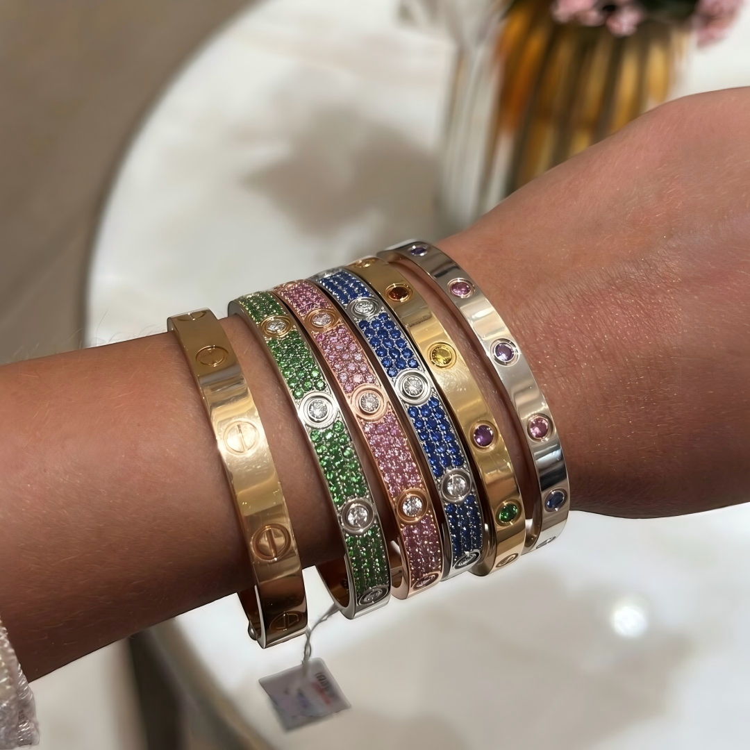 [Love's Uplift]2026 PAVE GEMSTONE LOVE BRACELET 6.1MM 10 DIAMONDS