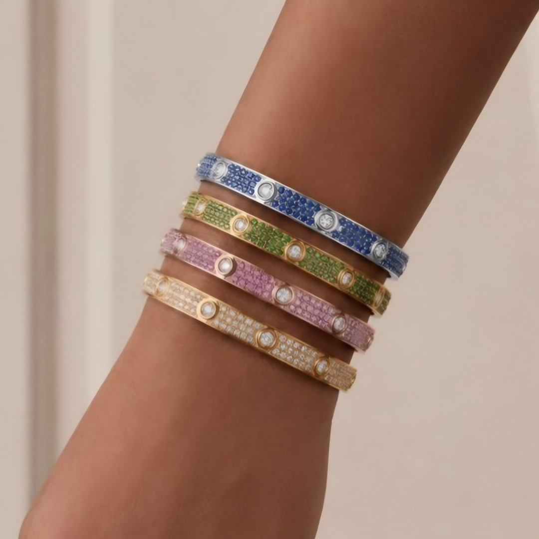 [Love's Uplift]2026 PAVE GEMSTONE LOVE BRACELET 6.1MM 10 DIAMONDS