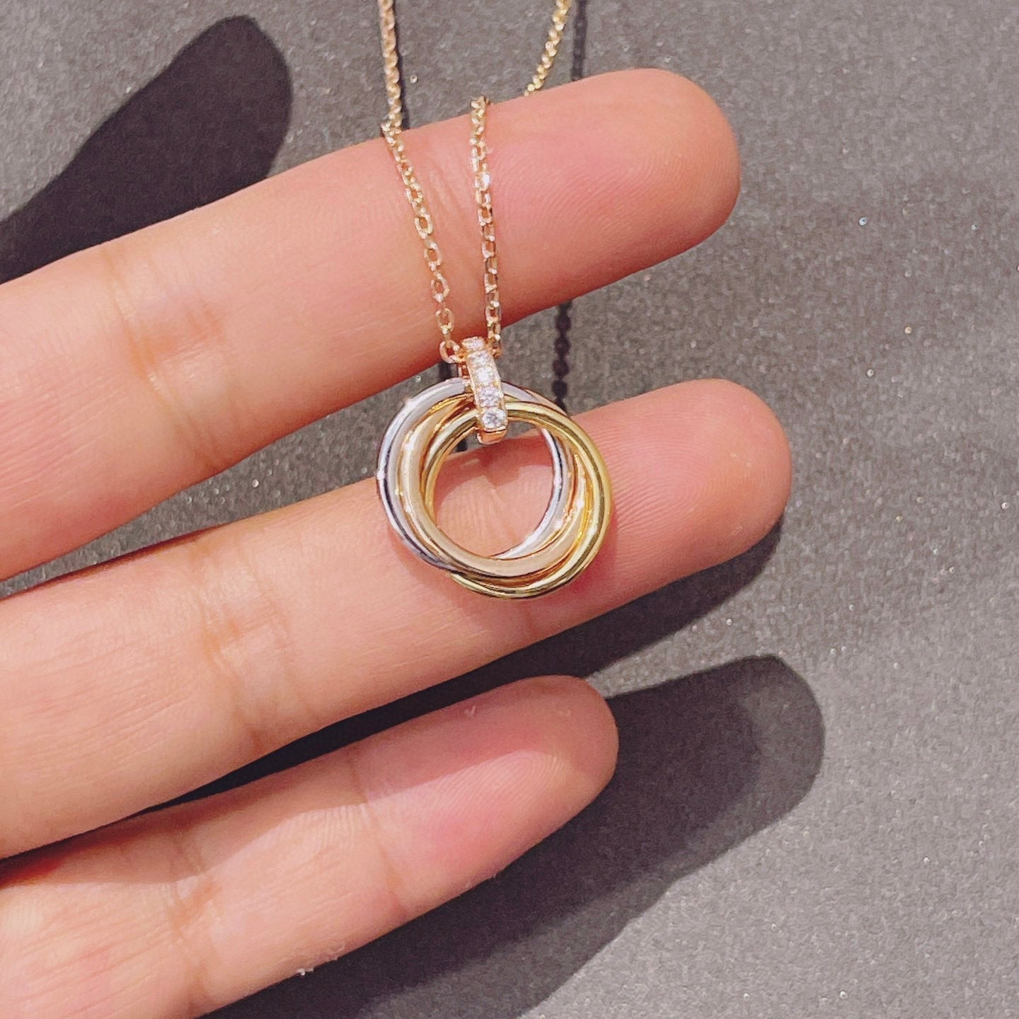 [Love's Uplift]TRINITY NECKLACE GOLD  DIAMONDS