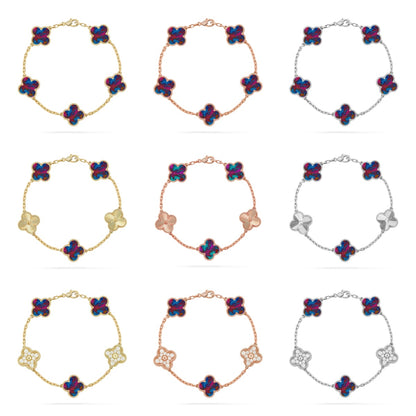 [Love's Uplift]CLOVER 5 MOTIF COLOR GEMSTONES BRACELET COLLECTION