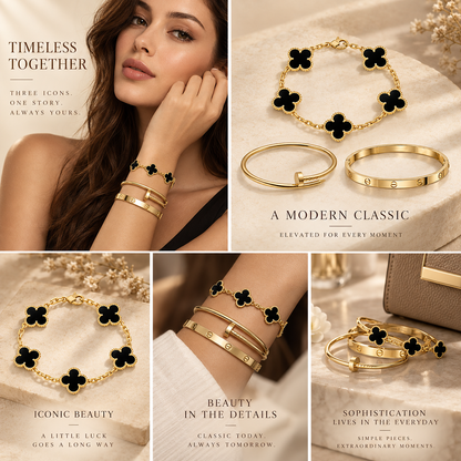 [Love's Uplift]Clover & Juste & Lover  Bracelet Stack Set