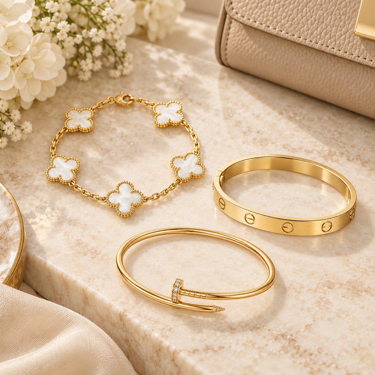 [Love's Uplift]Clover & Lover & Juste Bracelet Stack Set